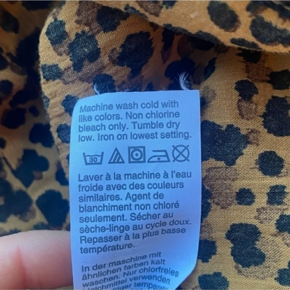 Madewell Leopard Print Puff Sleeve Blouse Puff Animal Print Twee Cottagecore XS